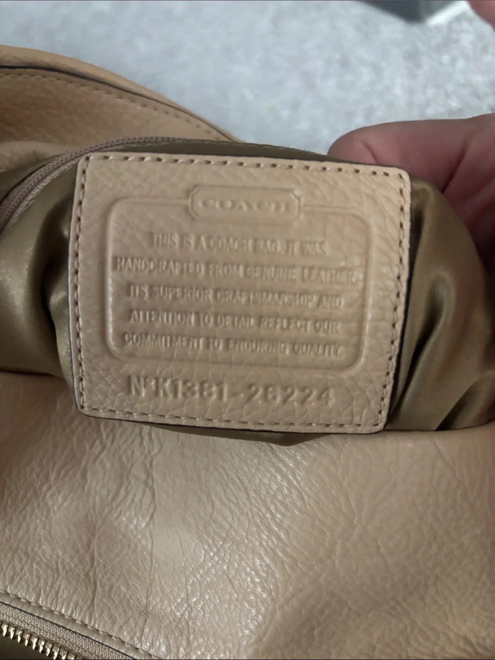 Coach Pebbled Leather Hobo Bag in Warm Beige